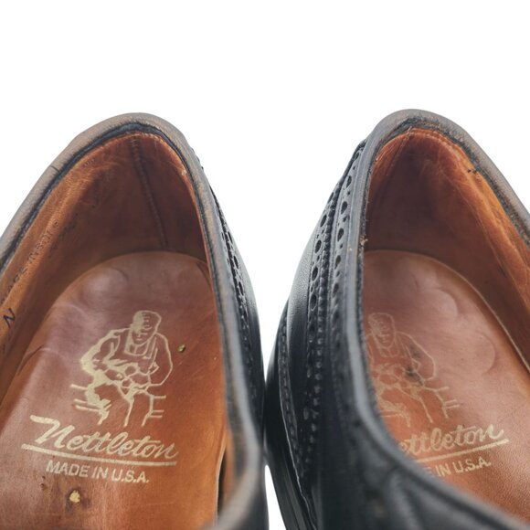 Nettleton USA Mens Size 10.5N Black Handmade Leather Dress Shoes Wingtip Oxfords - Picture 11 of 12